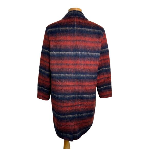 Rino & Pelle Maily Wool Blend Striped Oversized Coat Jacket Brown Black 40 - Picture 2 of 7